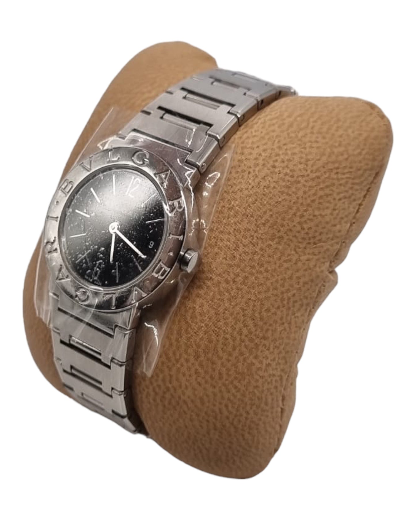 Bvlgari Quartz Black Dial Watch Silver 25mm