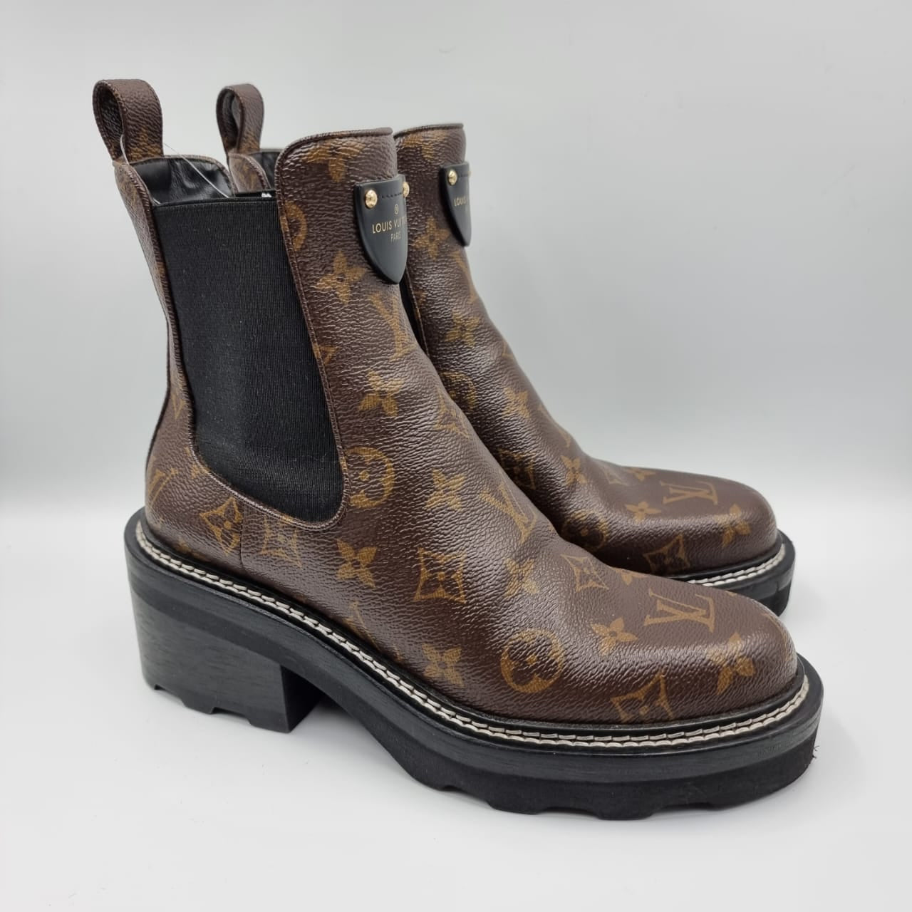 Louis Vuitton Beaubourg Ankle Boots Mono Size 37/23,5