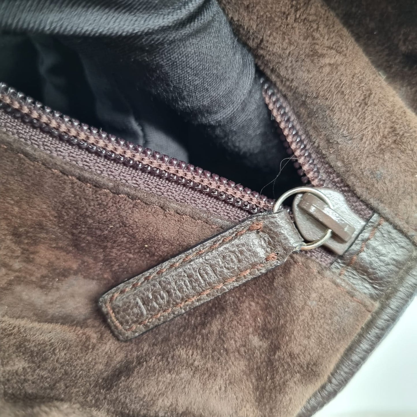 Gucci Bamboo Handbag Suede Brown Size 25x9x20