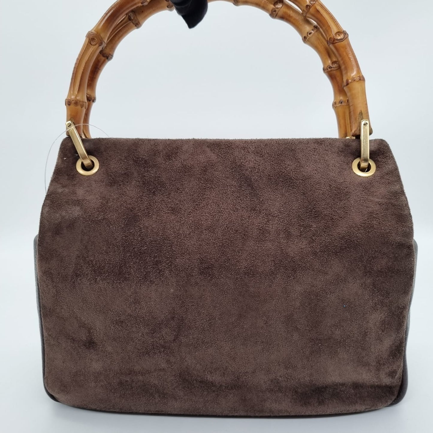 Gucci Bamboo Handbag Suede Brown Size 25x9x20