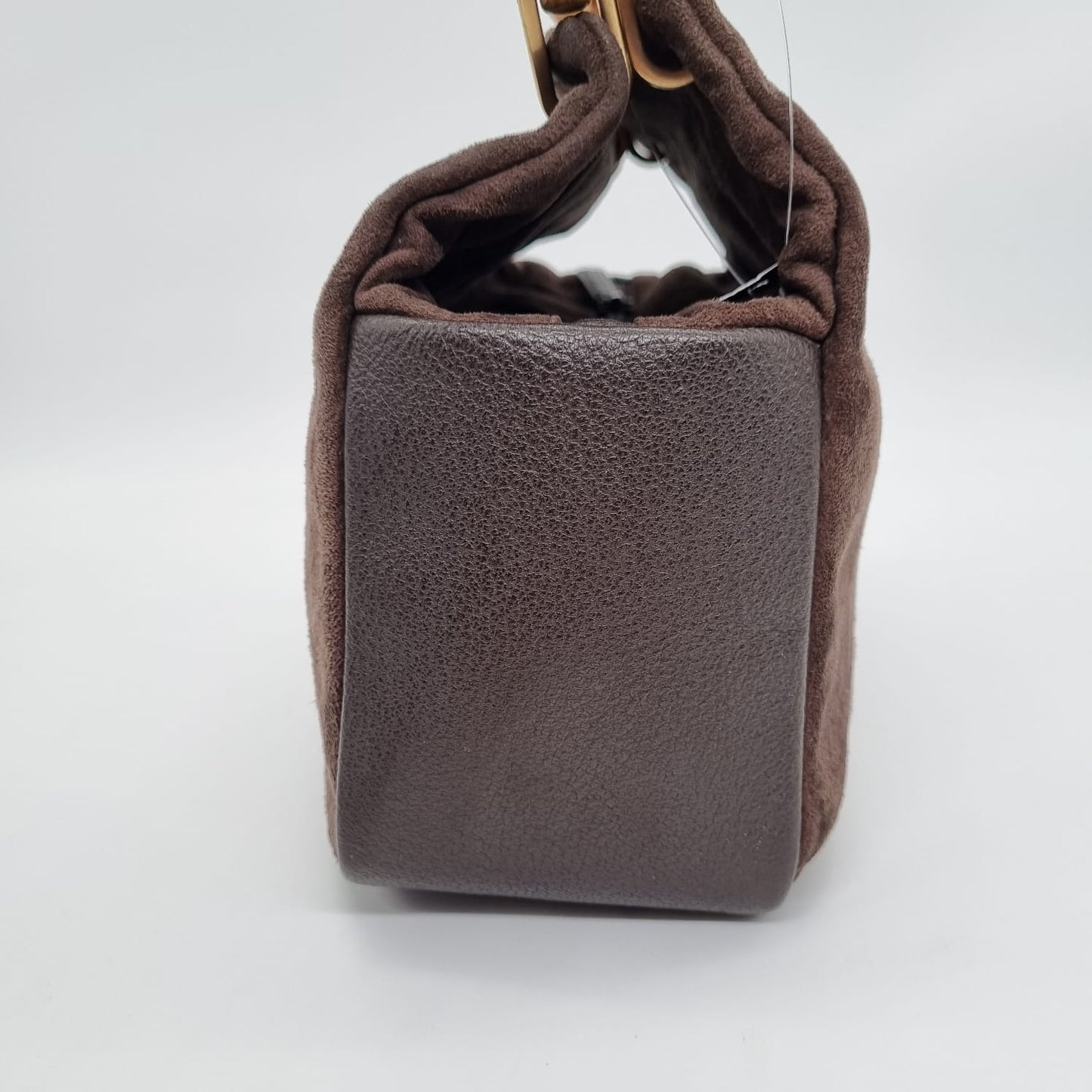 Gucci Bamboo Handbag Suede Brown Size 25x9x20