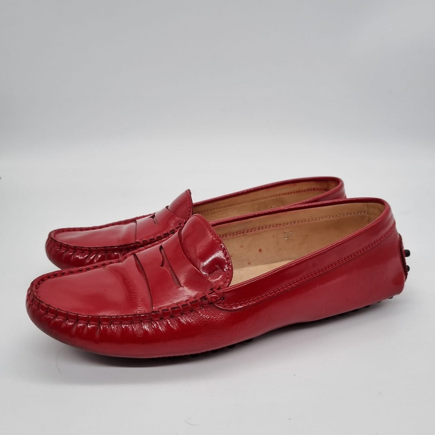 Tod's Gommino Patent Leather Loafers Red Size 37/24,5