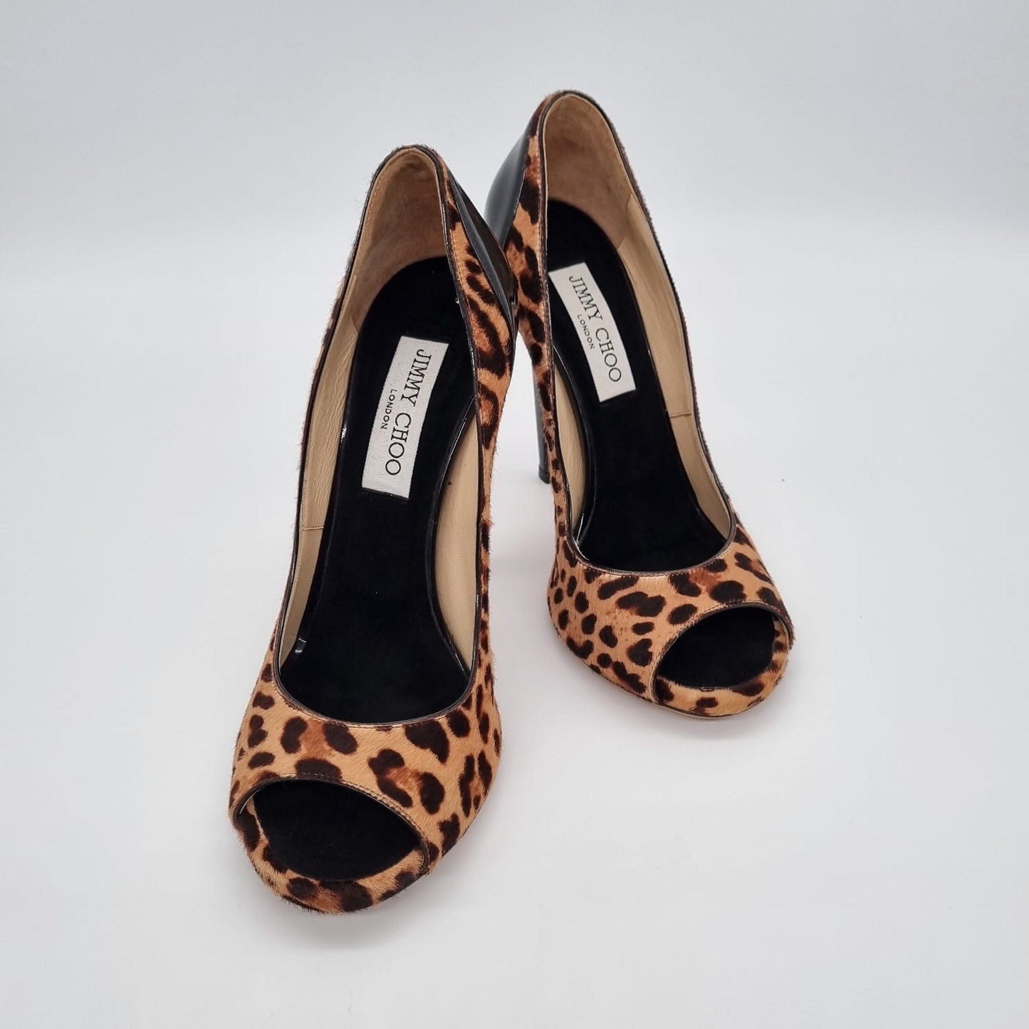 Jimmy Choo Leopard Printed Ponyhair Heels Size 37,5 insole 24.5