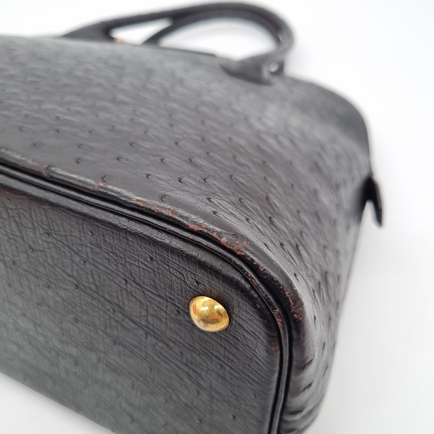 Hermes Bolide 35 Ostrich Black GHW #Z 1970 Size 35x14x27