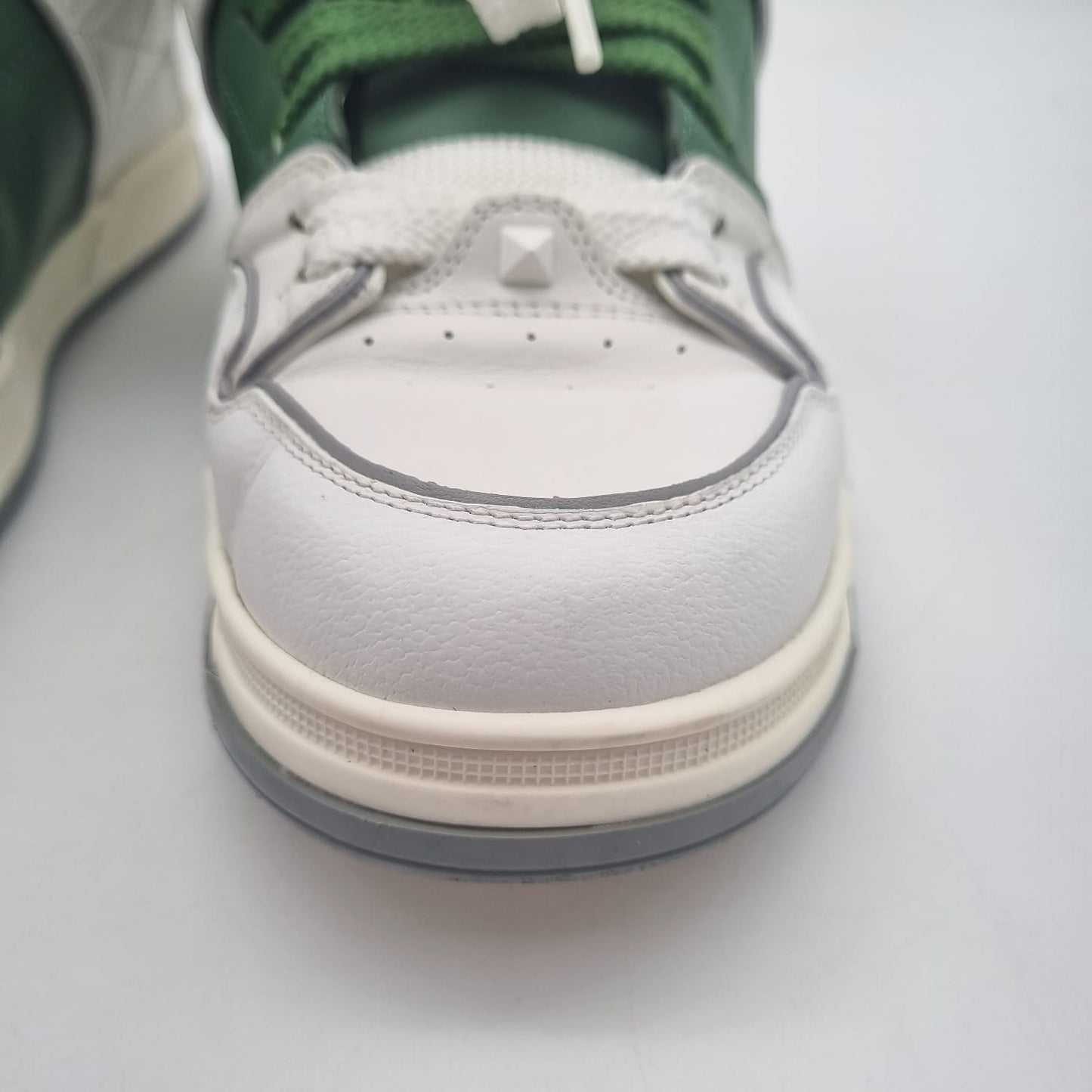 Valentino Garavani V Logo Open Skate Sneaker Fabric White Green Size 44/29,5