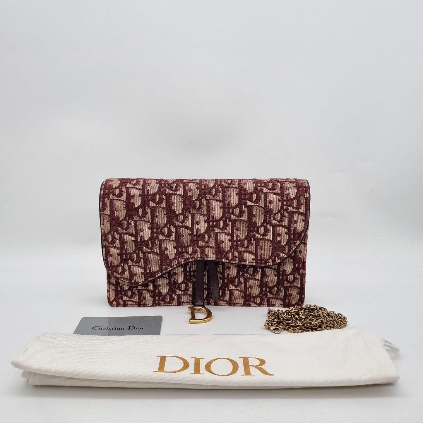 Dior Oblique Saddle Pouch Maroon 2019 Size 21x4x14