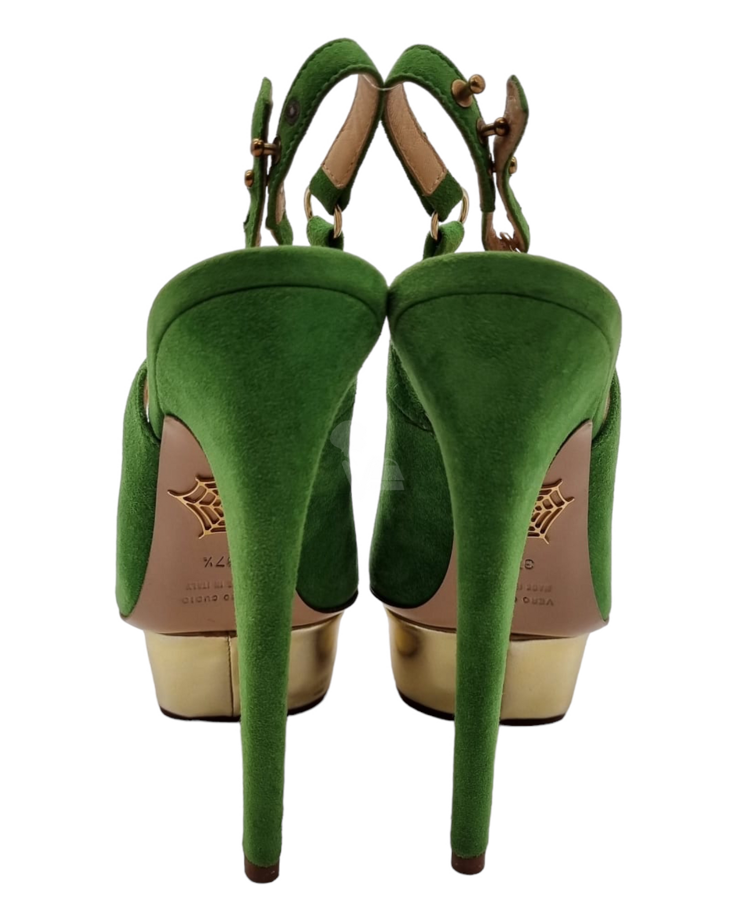 Charlotte Olympia Heels Green Suade Size 37,5/23
