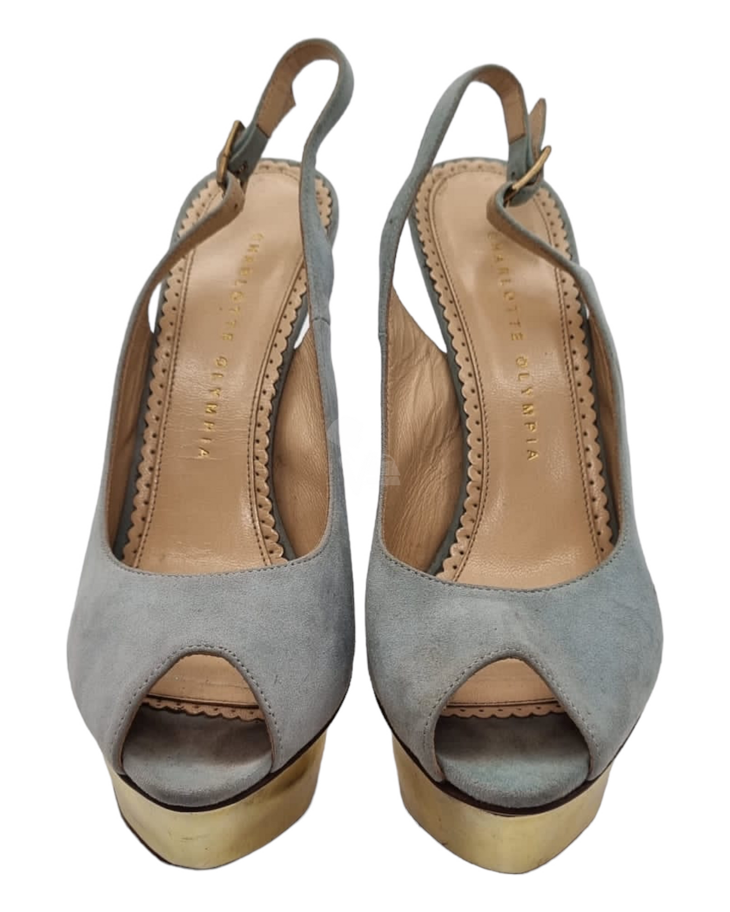 Charlotte Olympia Heels Blue Suede Size 38/25
