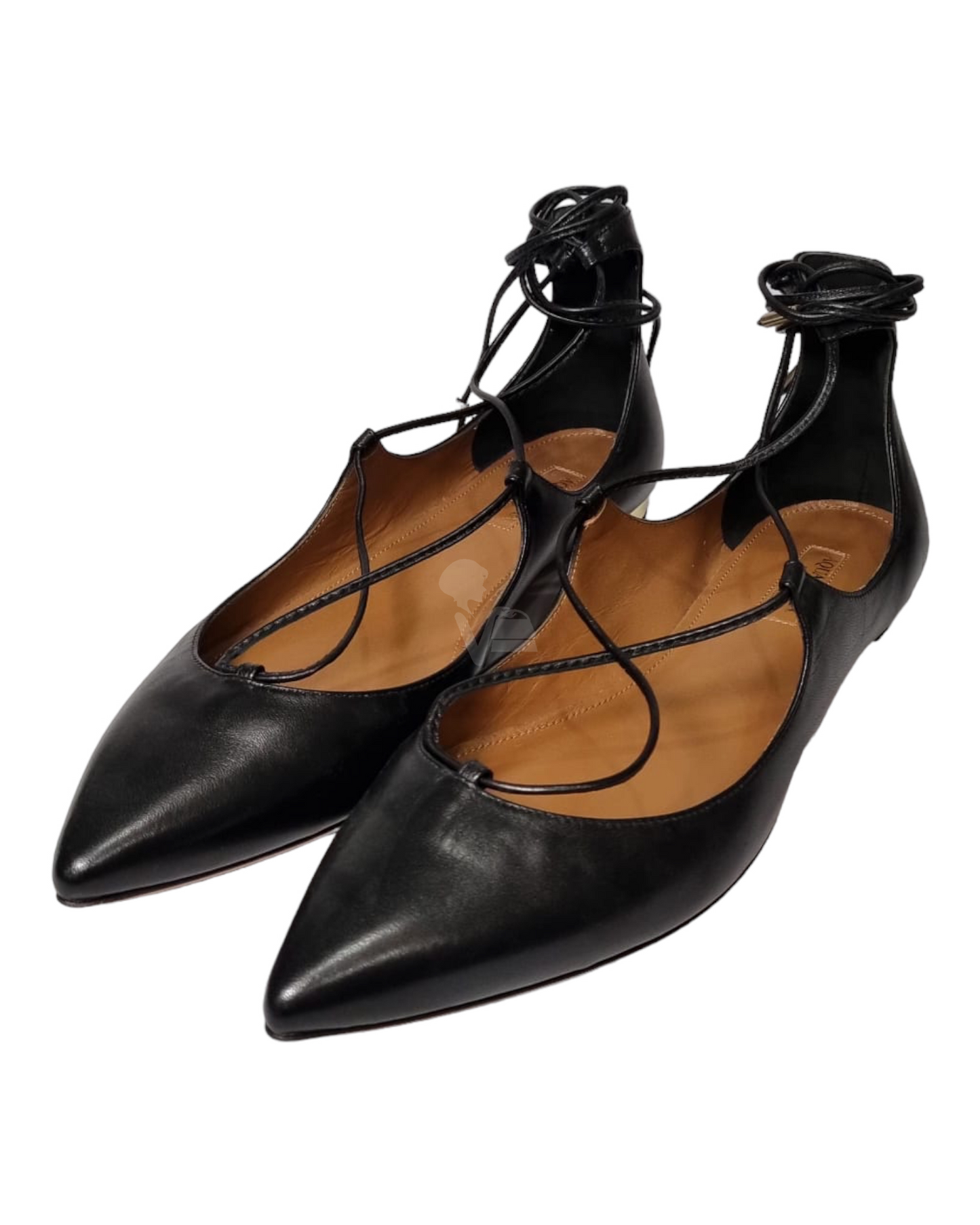 Aquazzura Christy Leather Flats Black
