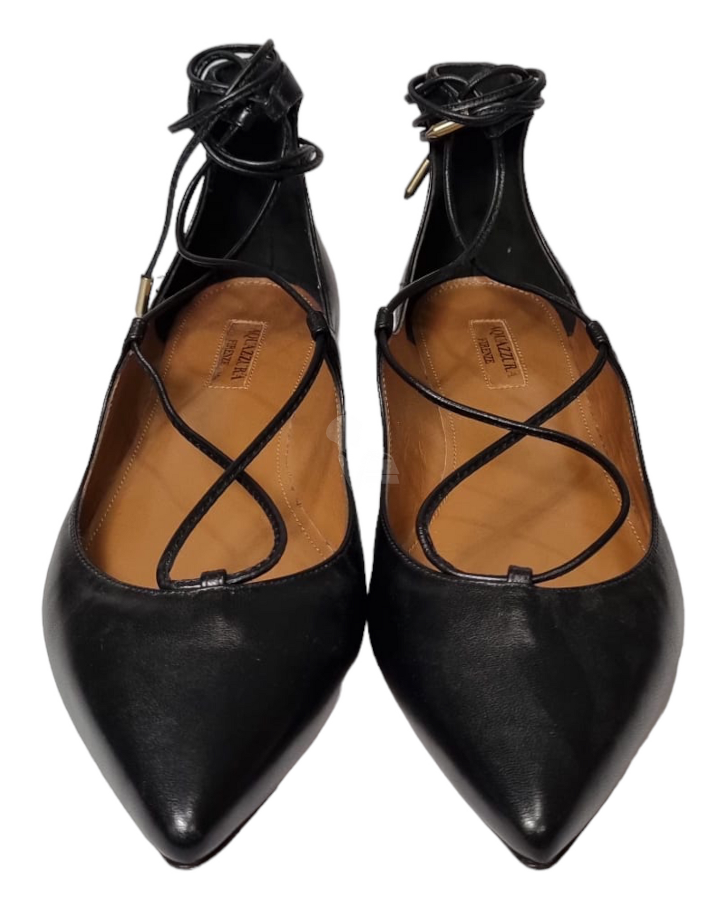 Aquazzura Christy Leather Flats Black