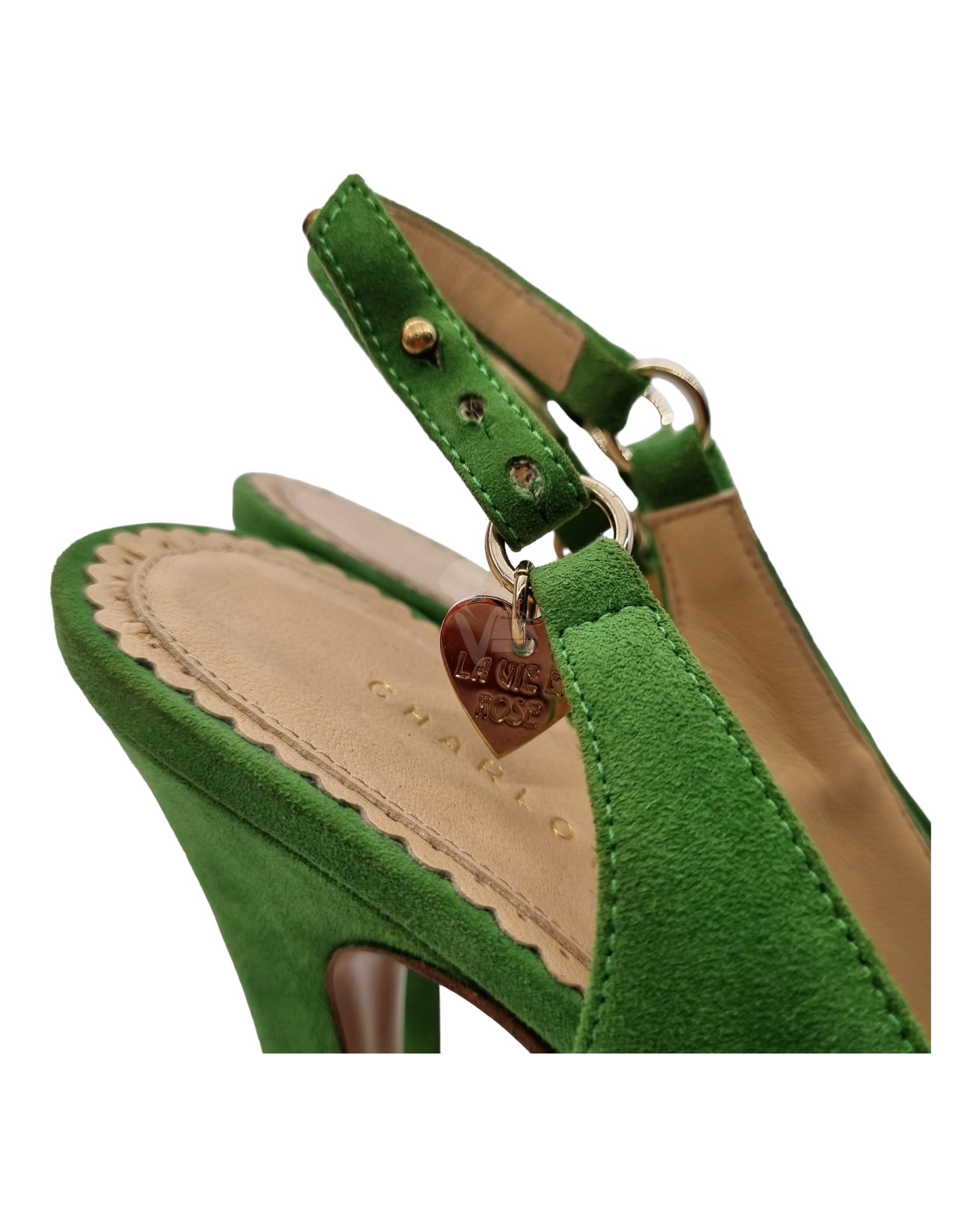 Charlotte Olympia Heels Green Suade Size 37,5/23
