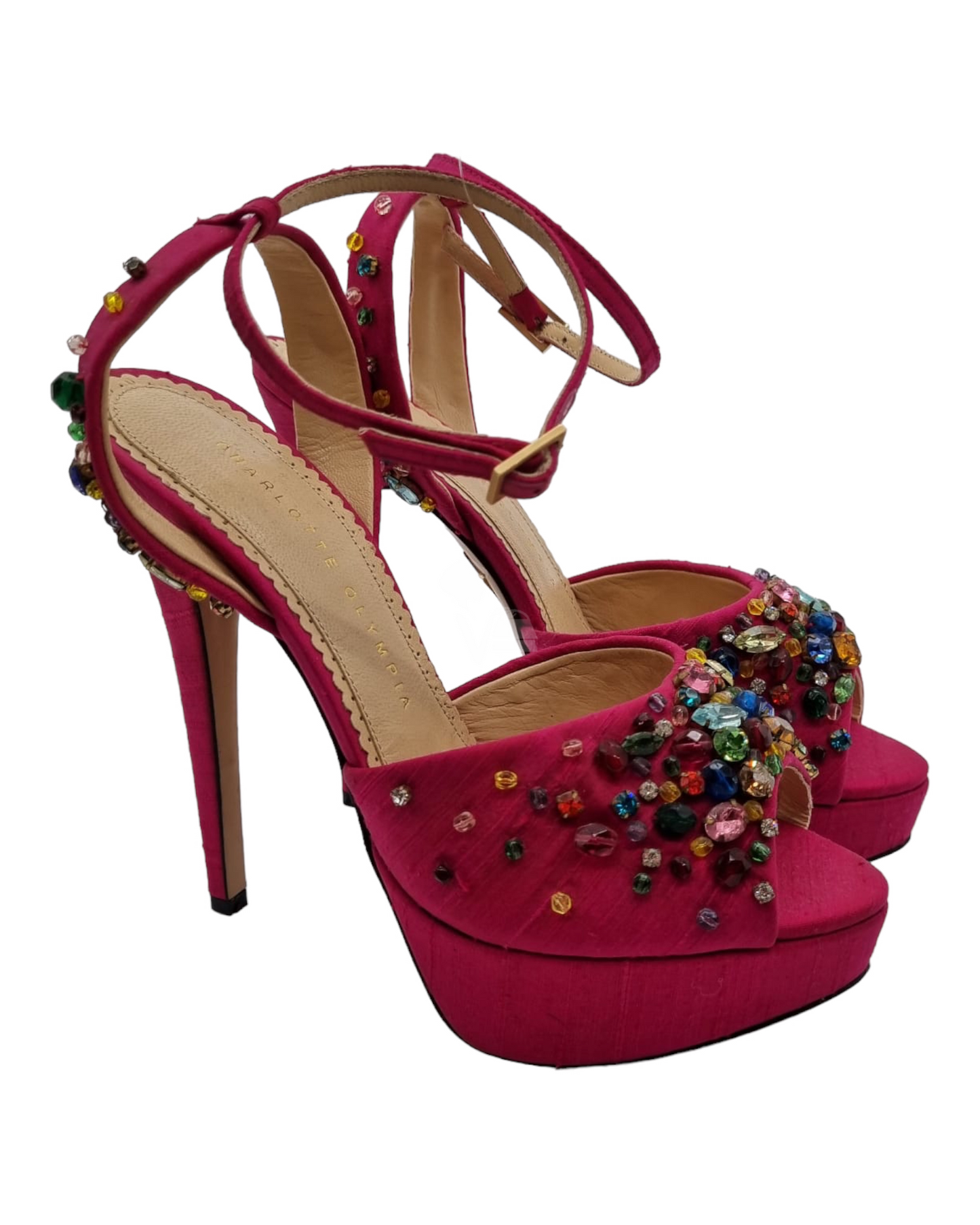 Charlotte Olympia Platform Heels Pink Crystal Size 38/23,5