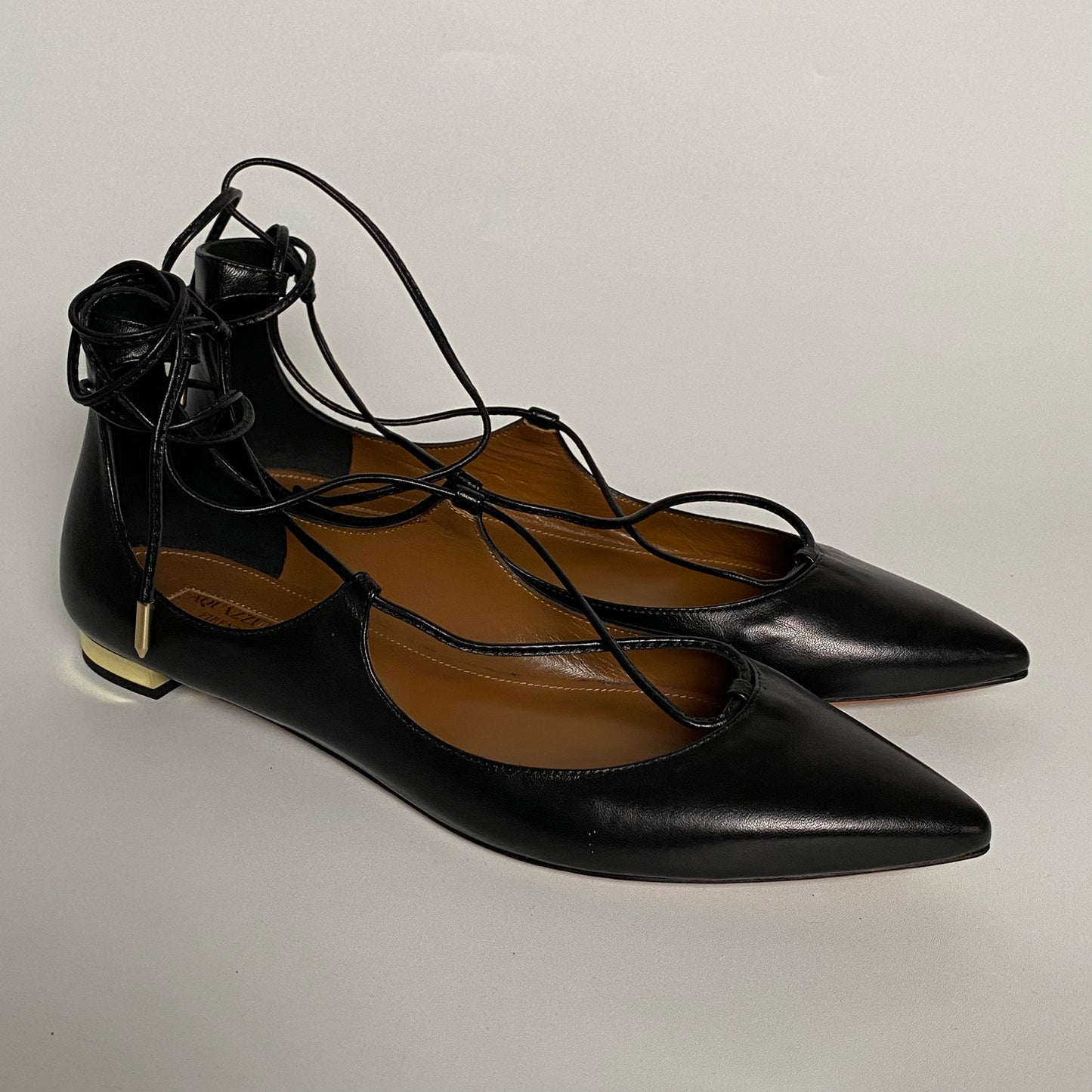Aquazzura Christy Leather Flats Black