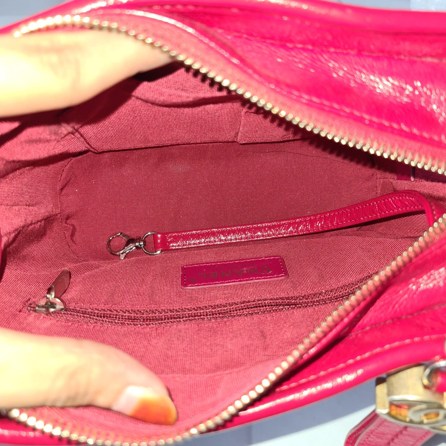 Chanel Gabrielle Felt Hobo Bag Burgundy #24 Size 18x5x16