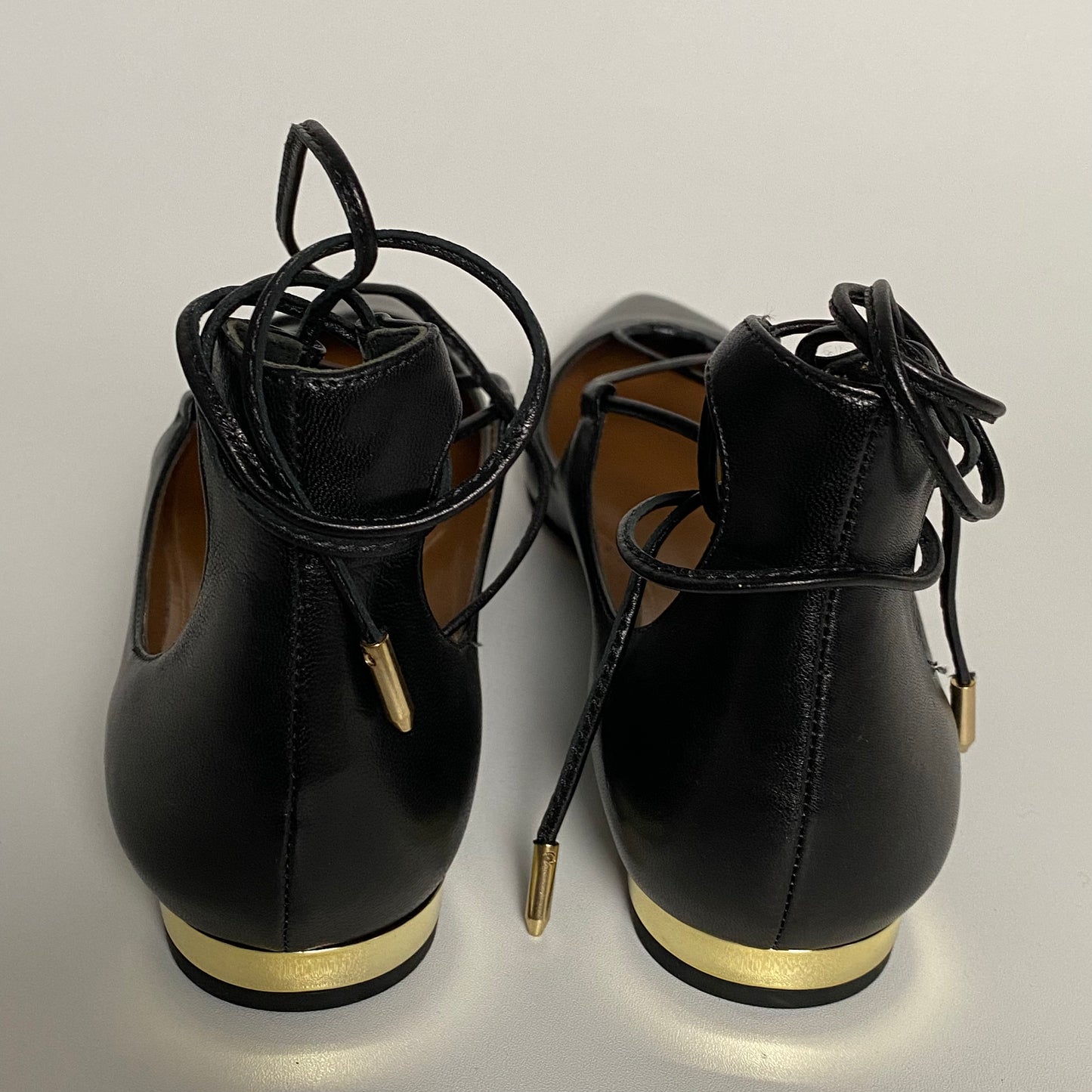 Aquazzura Christy Leather Flats Black