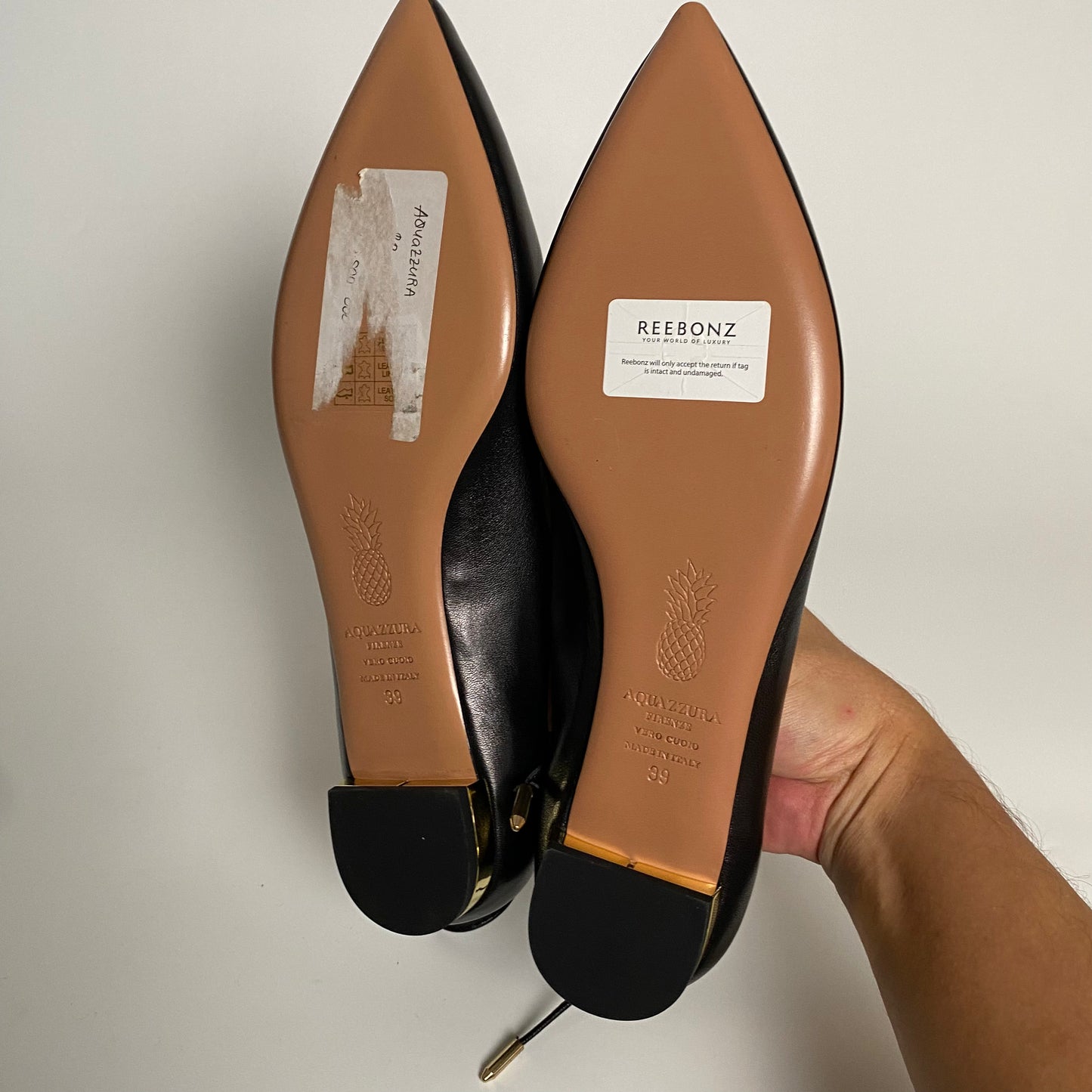 Aquazzura Christy Leather Flats Black