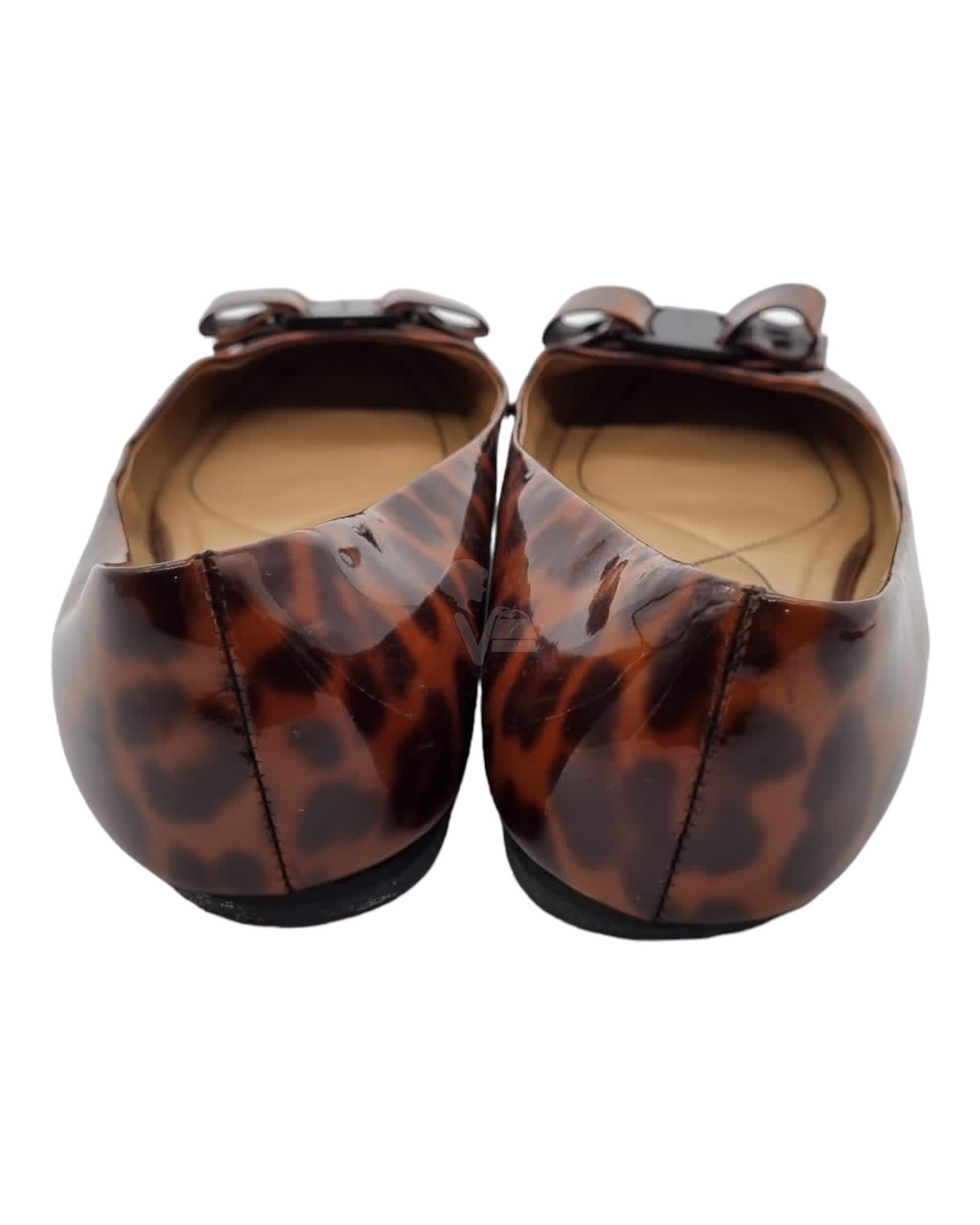 Salvatore Ferragamo Vara Bow Leopard Print Flats Size 7,5/24