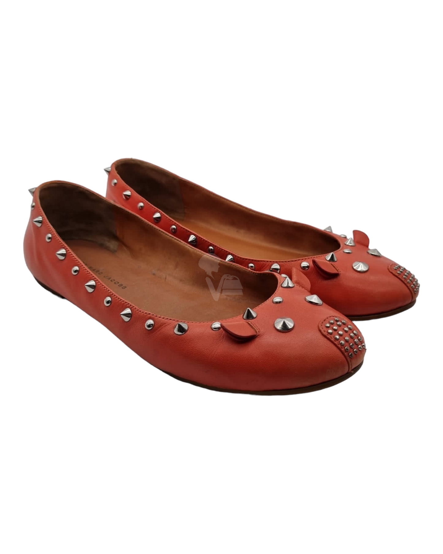 Marc by Marc Jacobs Ballerine Leather Orange Studed Size 41/27