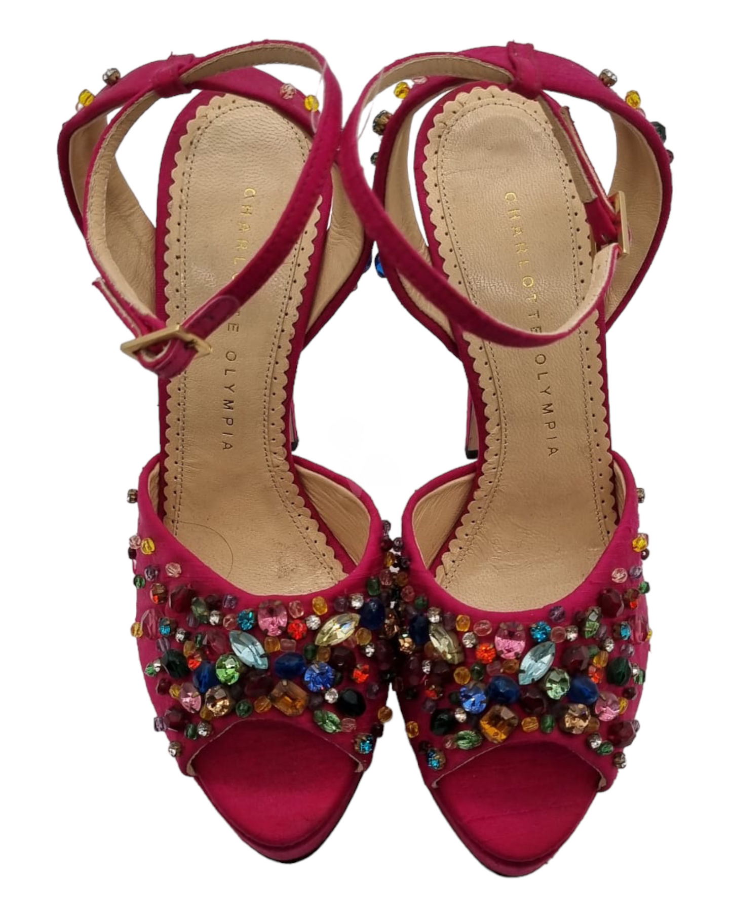 Charlotte Olympia Platform Heels Pink Crystal Size 38/23,5