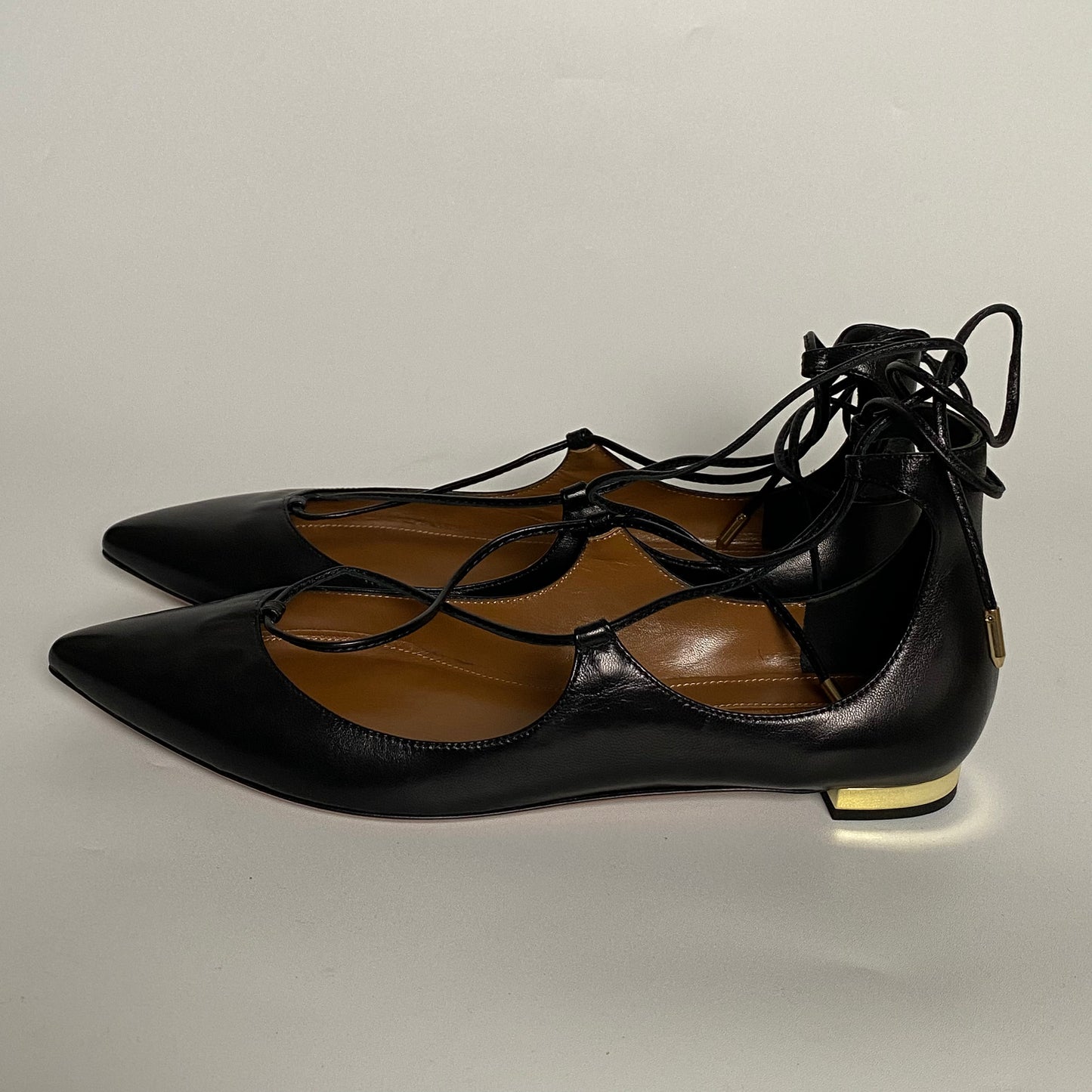 Aquazzura Christy Leather Flats Black