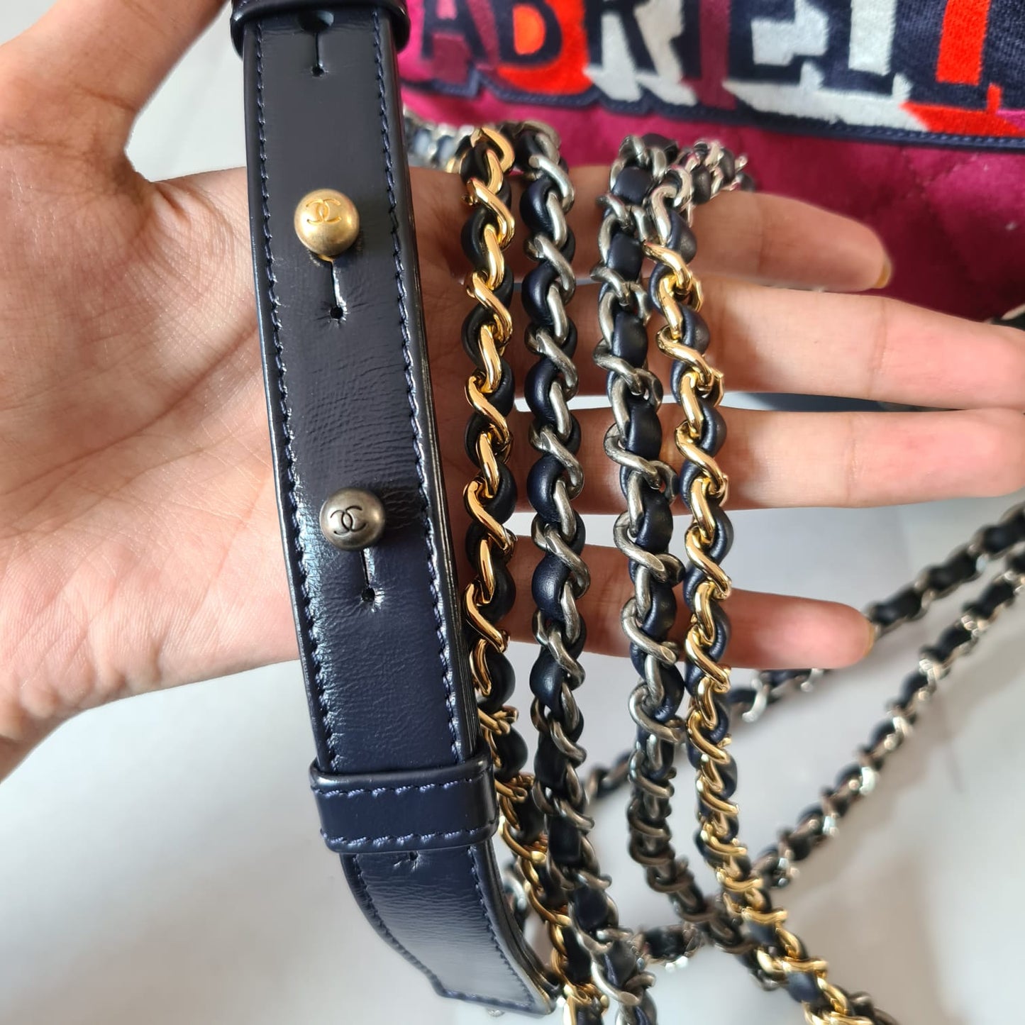 Chanel Gabrielle Felt Hobo Bag Burgundy #24 Size 18x5x16