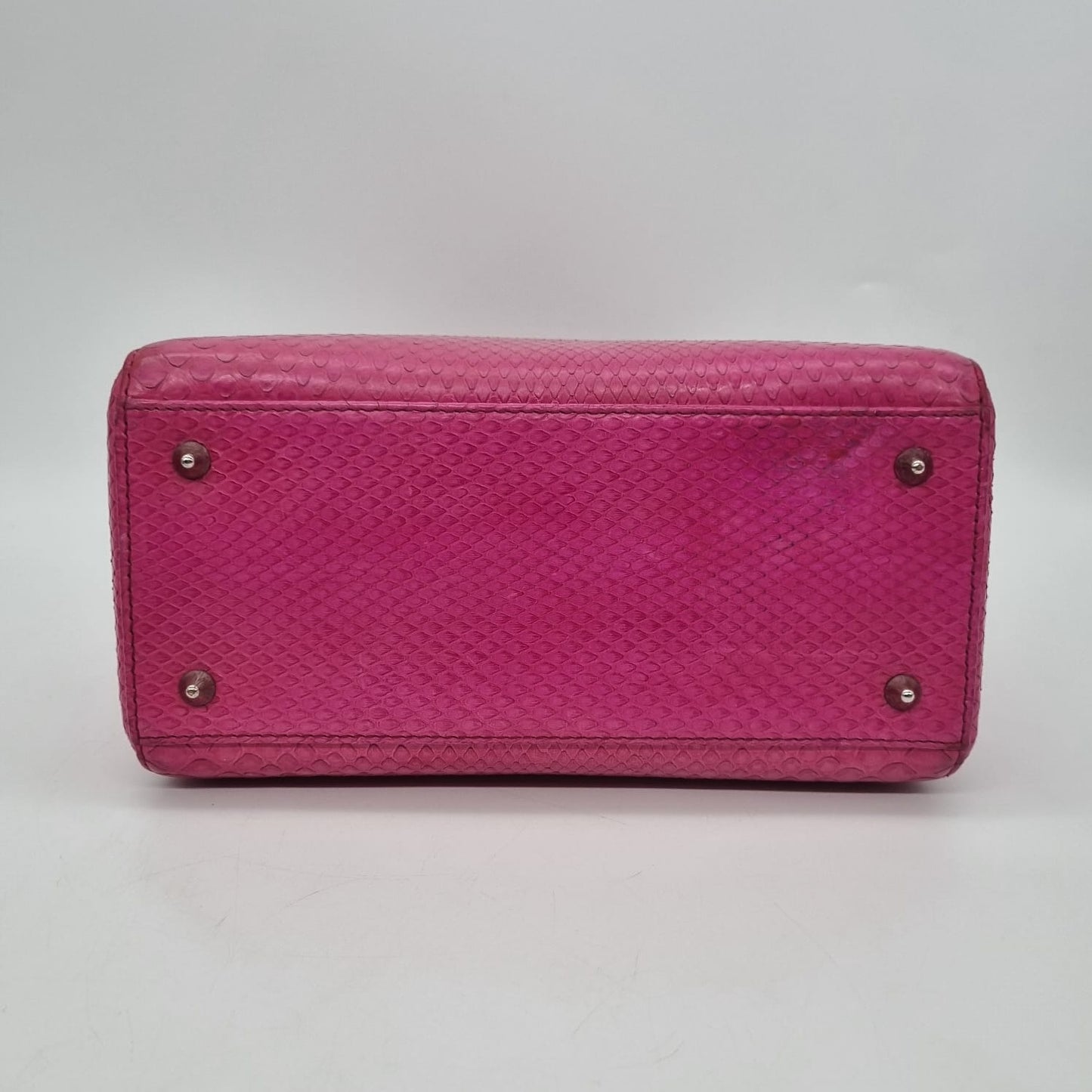 Dior Lady Dior Medium Snake Skin Pink SHW 2012 Size 24x9x19