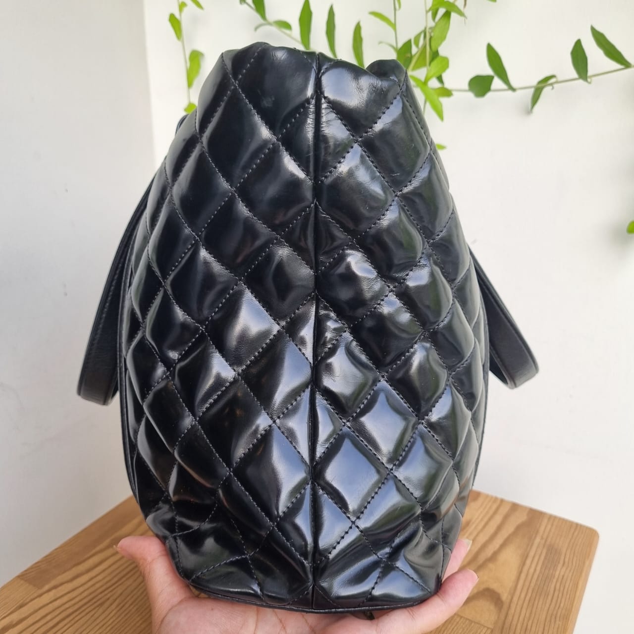 Chanel Boy Shopping Tote Patent Black #16 Size 33x12x25