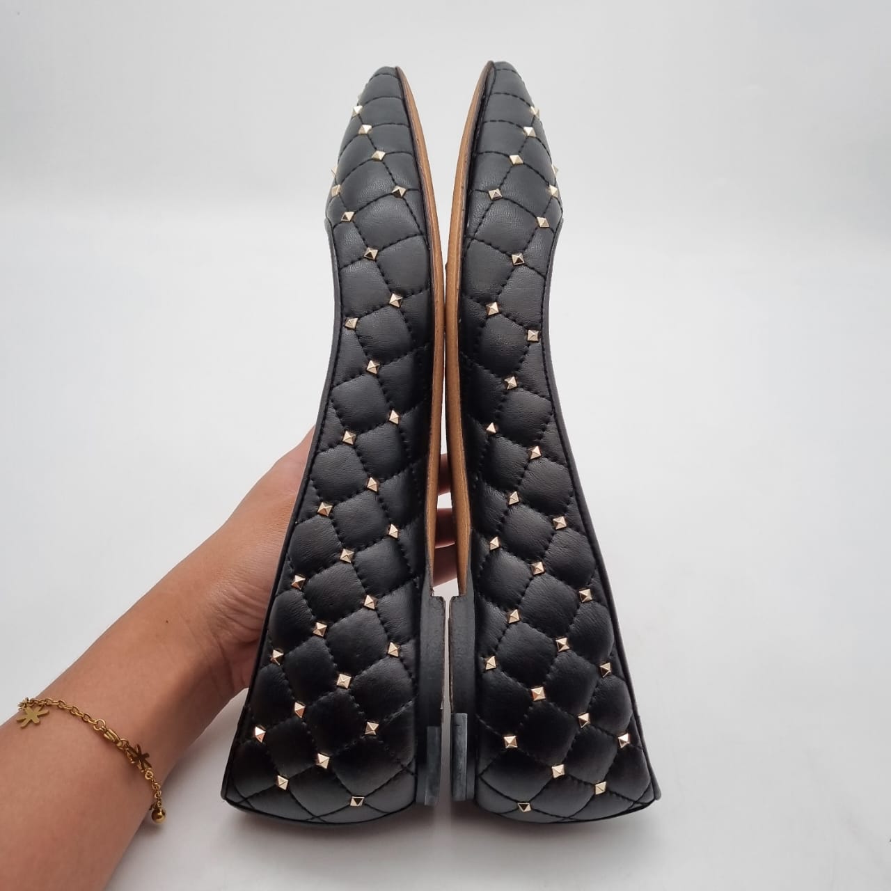 Valentino Ballerina Flats Black Stud Size 39,5/26