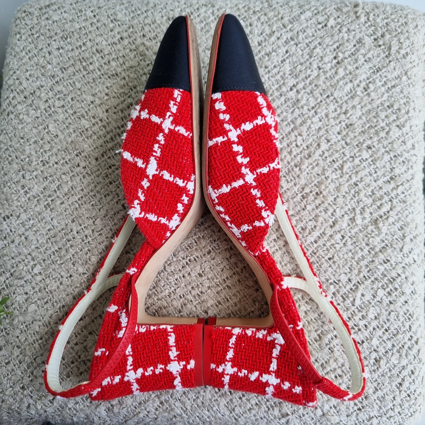 Chanel Pump Slingbag Tweed Red Size 39,5/26,5