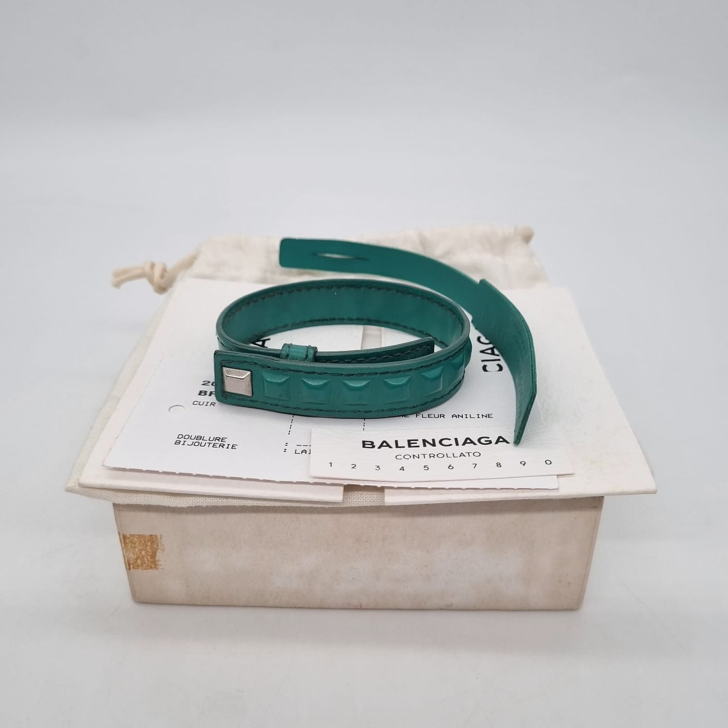 Balenciaga Grid One Row Bracelet Green #B 2017 Size M