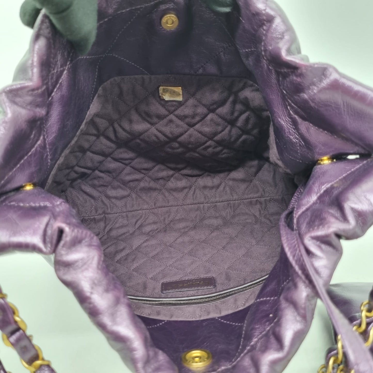 Chanel C22 Small Dark Purple GHW CHIP Size 29x7x32