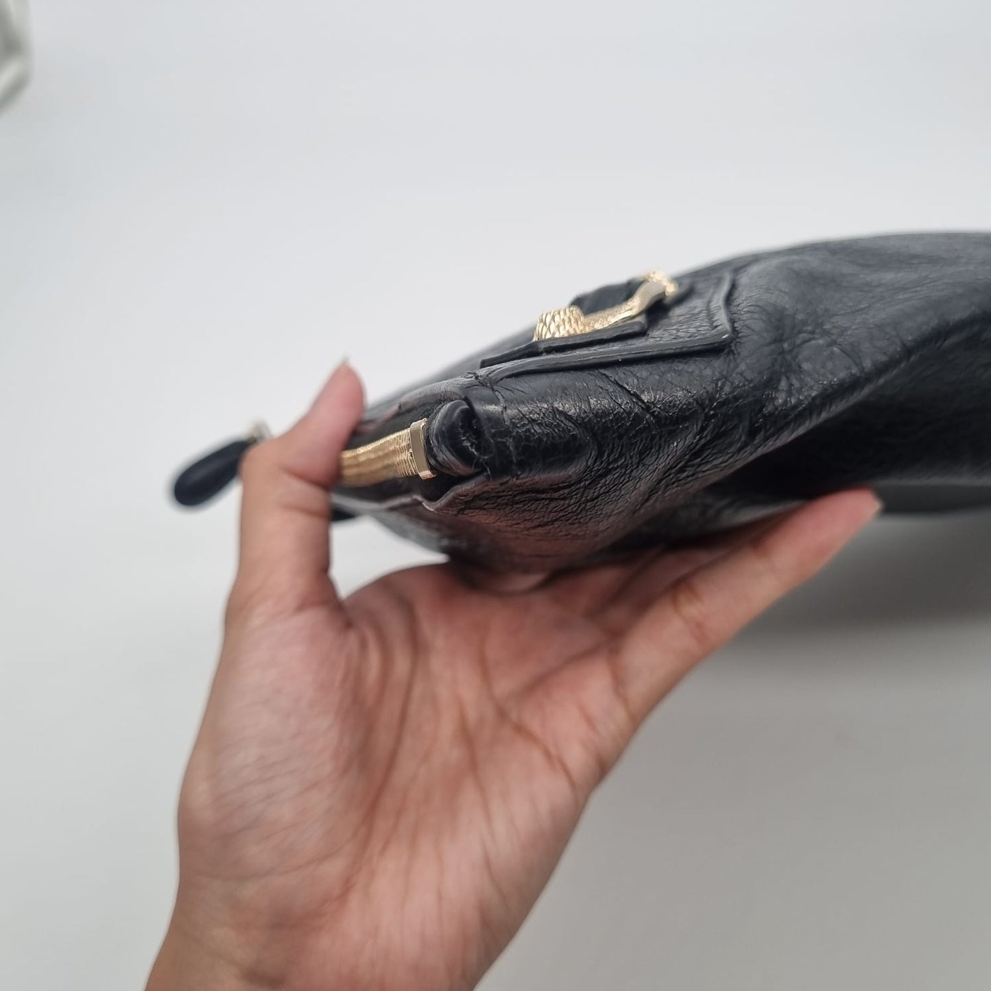 Balenciaga Classic Clutch Agneu Black GHW #V 2020 Size 34x24