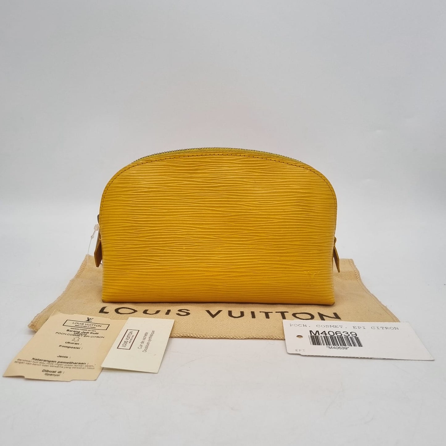 Louis Vuitton Cosmetic Pouch Epi Leather Yellow 2012 Size 17x6x11