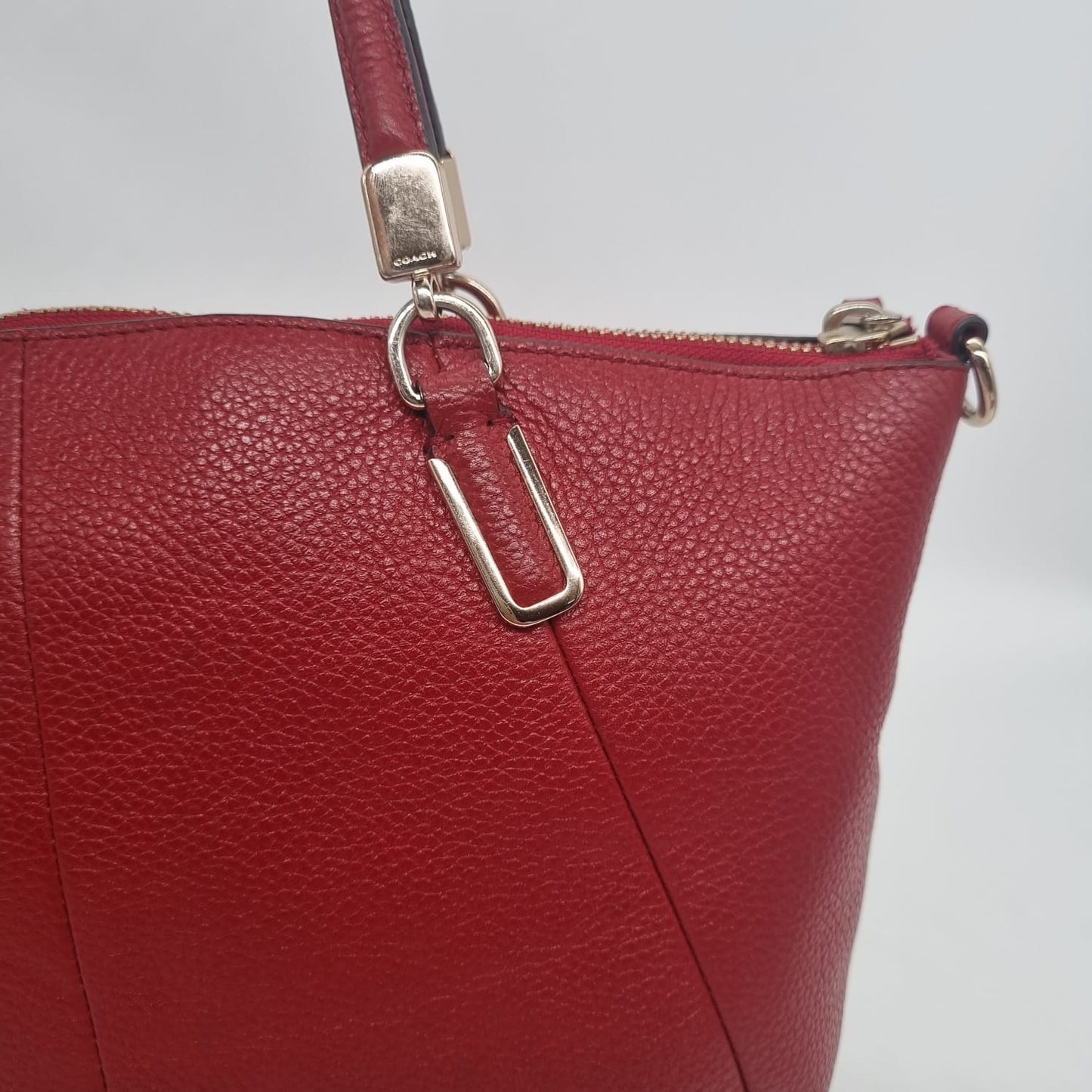 Coach Kelsey Pebble Leather Red 2in1 Size 27x8x20