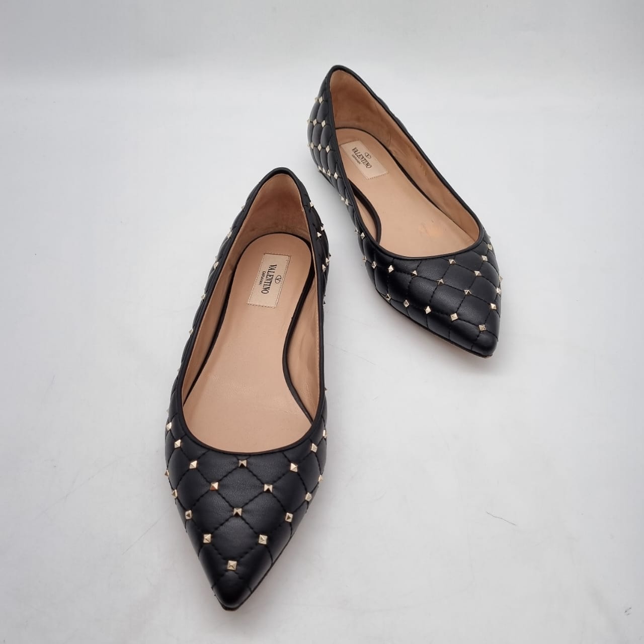 Valentino Ballerina Flats Black Stud Size 39,5/26