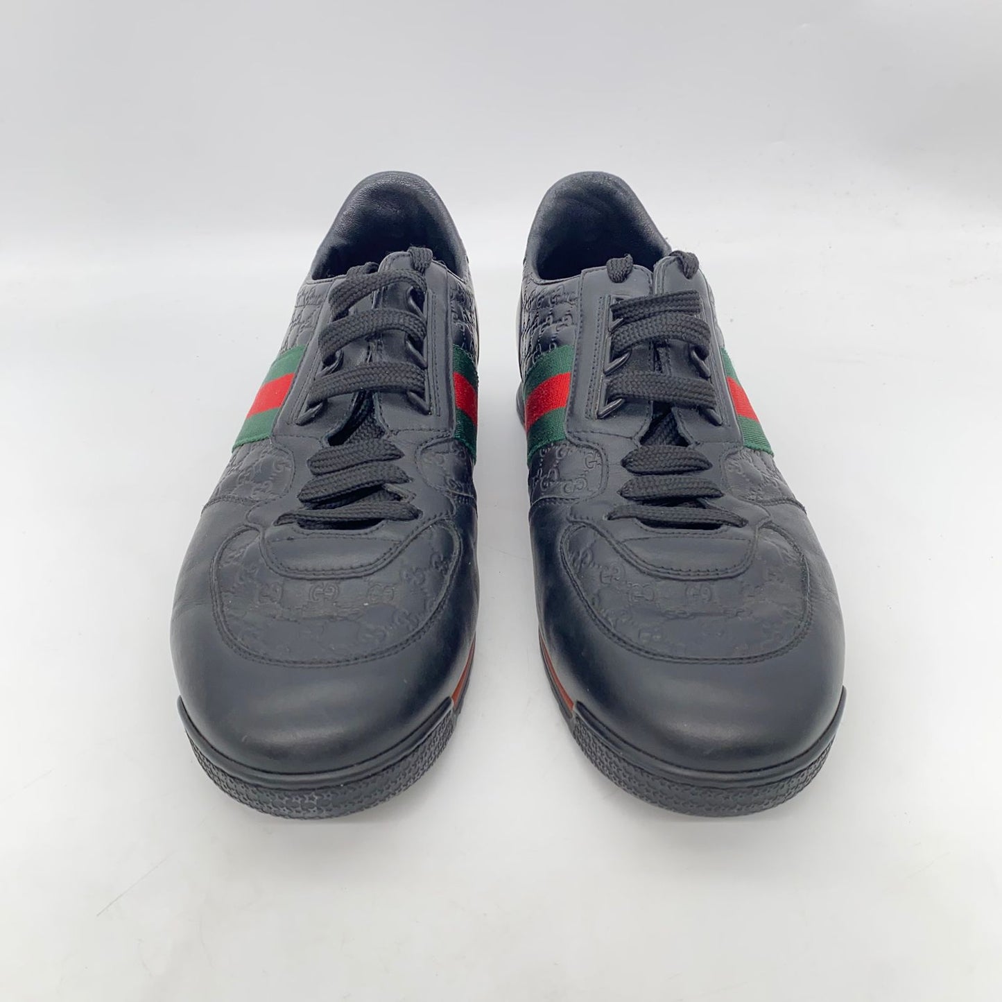 Gucci Lace Up Sneakers Web Black Size 7G/27