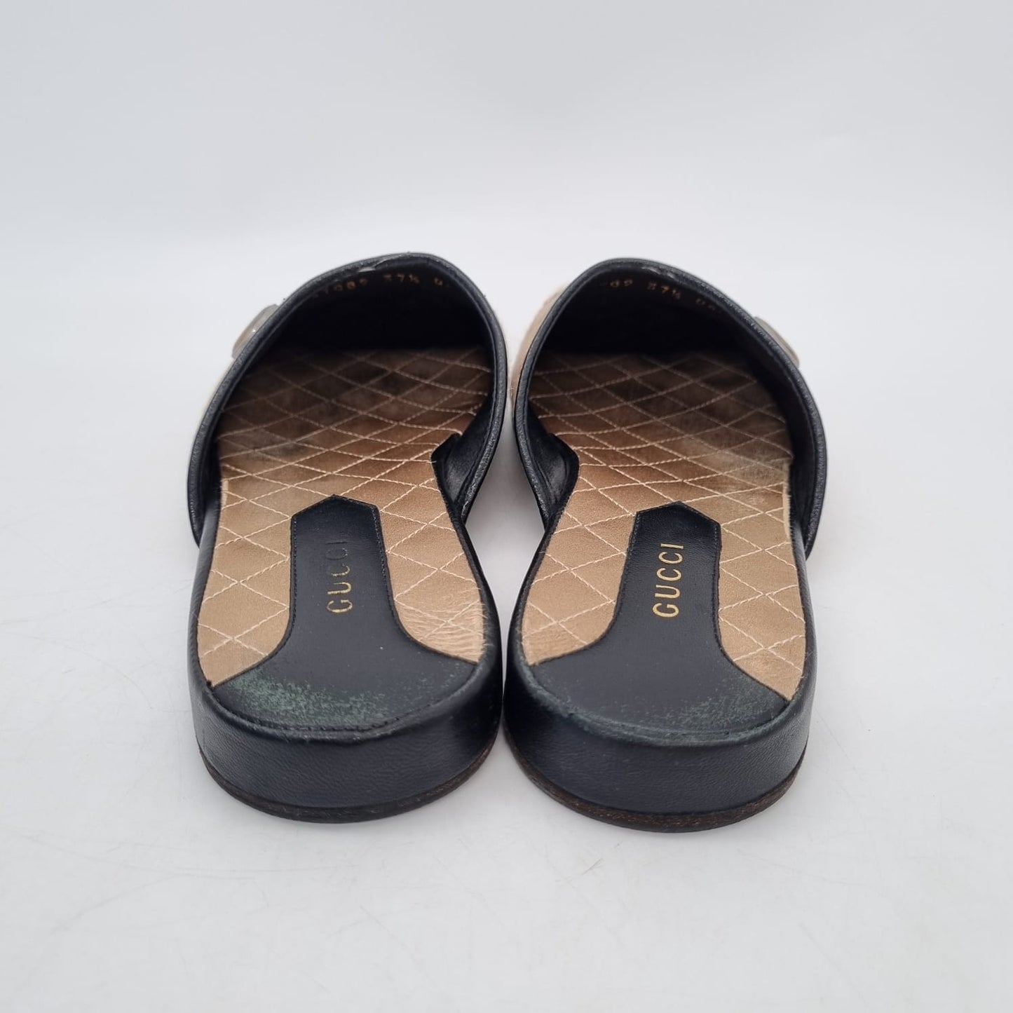 Gucci Logo Print NY Yankess Mules Beige Size 37,5/26
