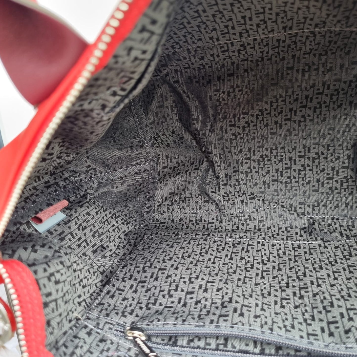 Longchamp Le Pliage Cuir Jockey Medium Short Handle Red Size 37x18x23