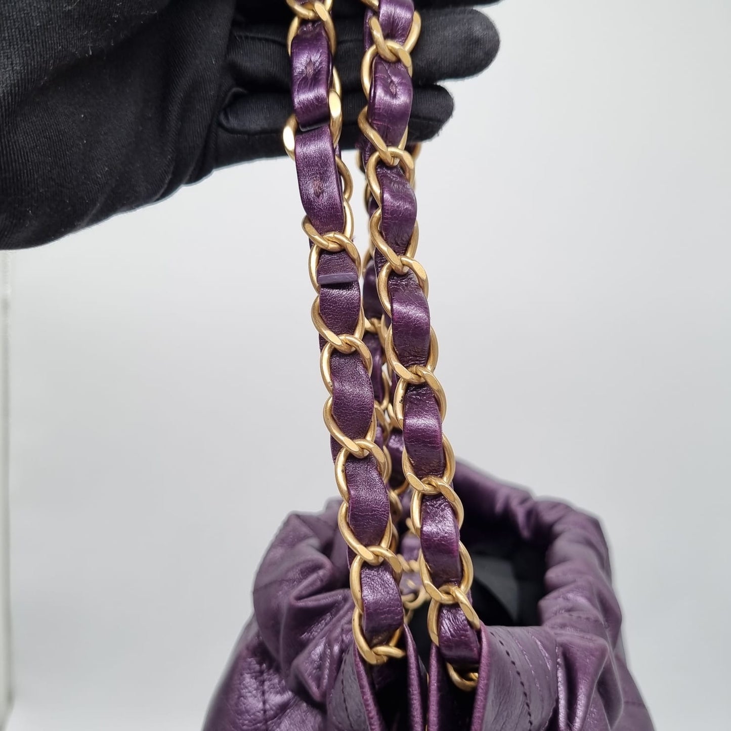 Chanel C22 Small Dark Purple GHW CHIP Size 29x7x32