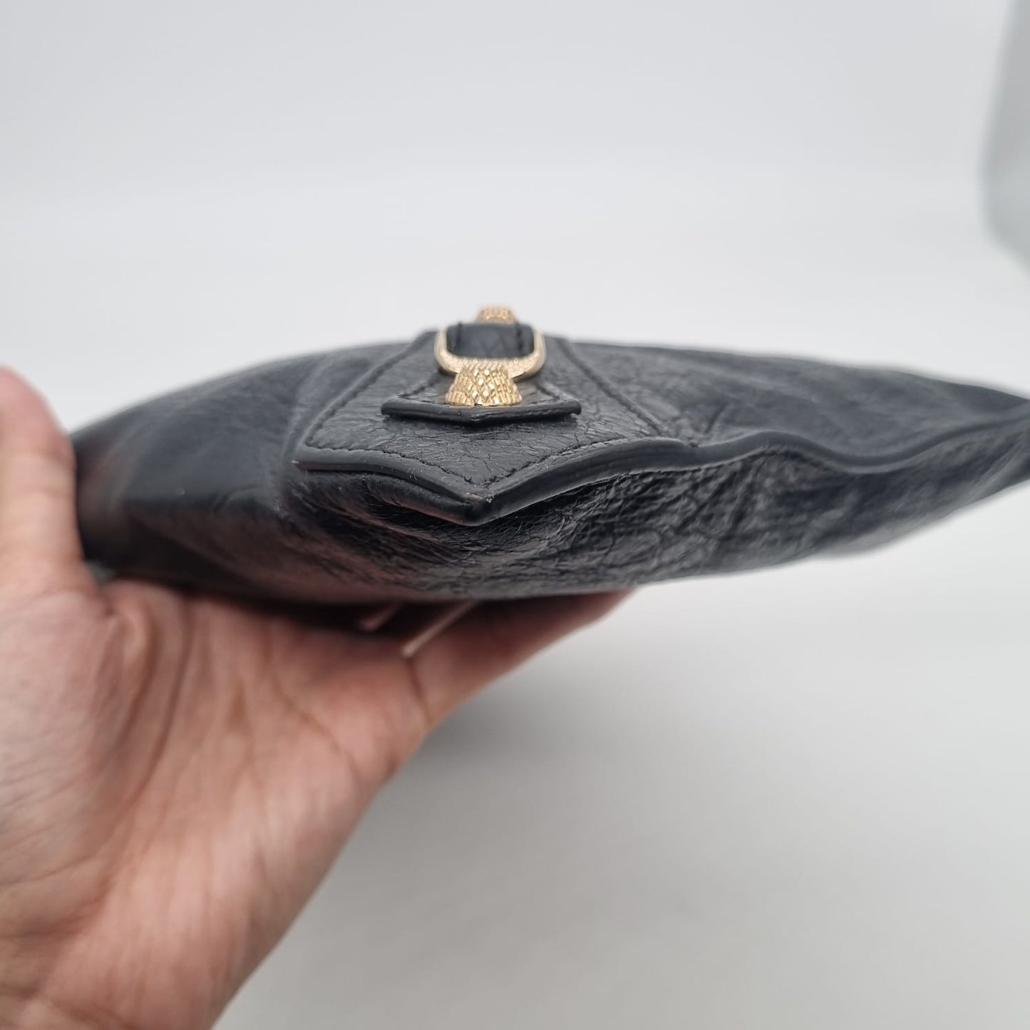 Balenciaga Classic Clutch Agneu Black GHW #V 2020 Size 34x24