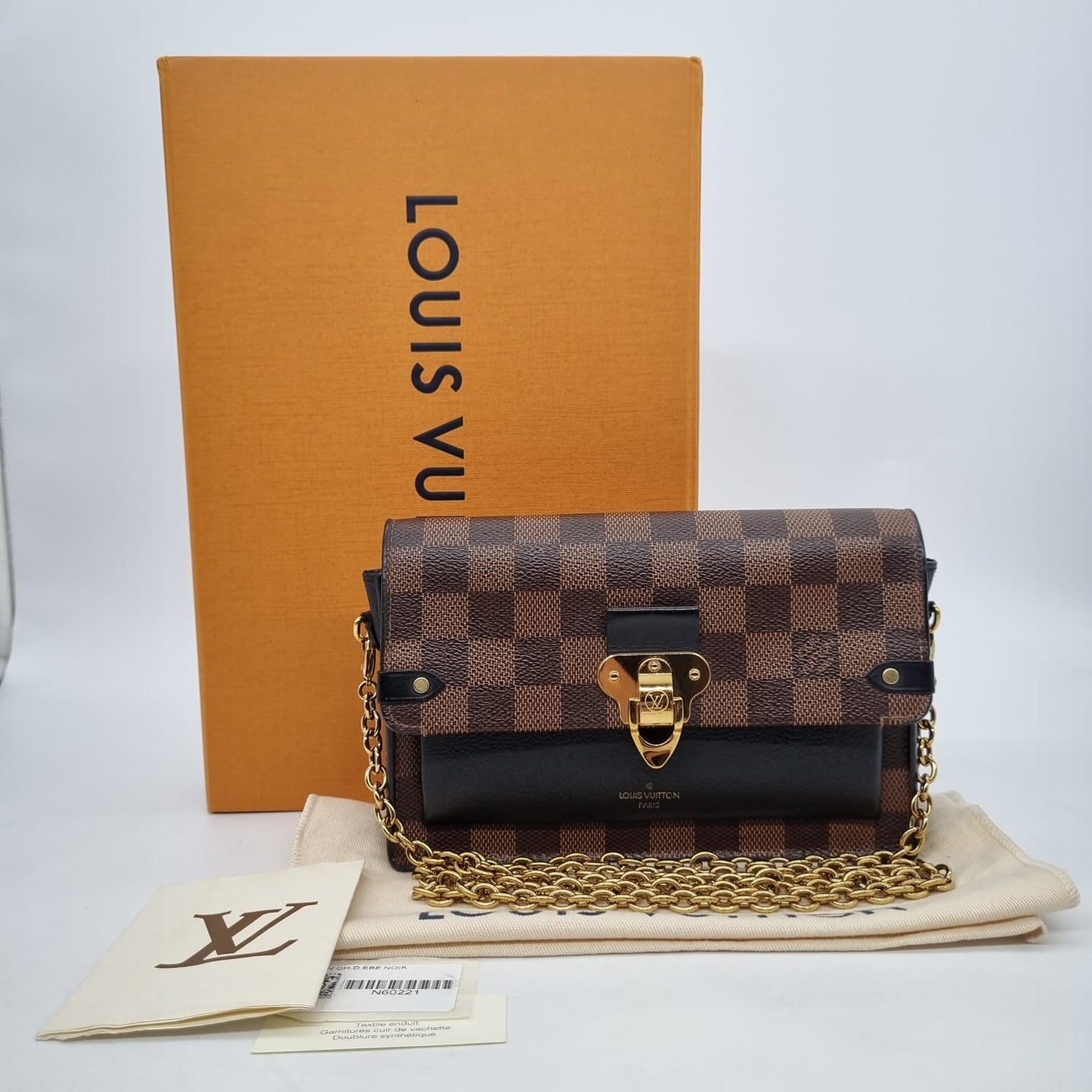 Louis Vuitton Vavin Damier Ebene Chain Wallet 2021 Size 16x4x13