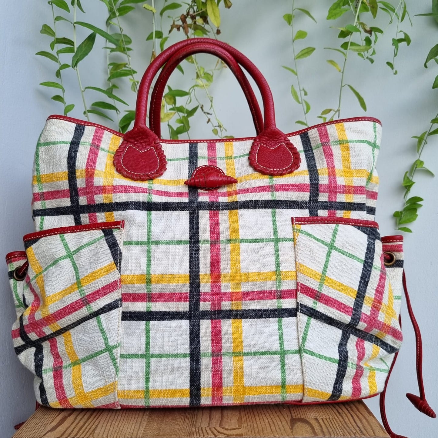 Burberry Canvas Nova Check Large Tote Multicolor Size 34x20x30