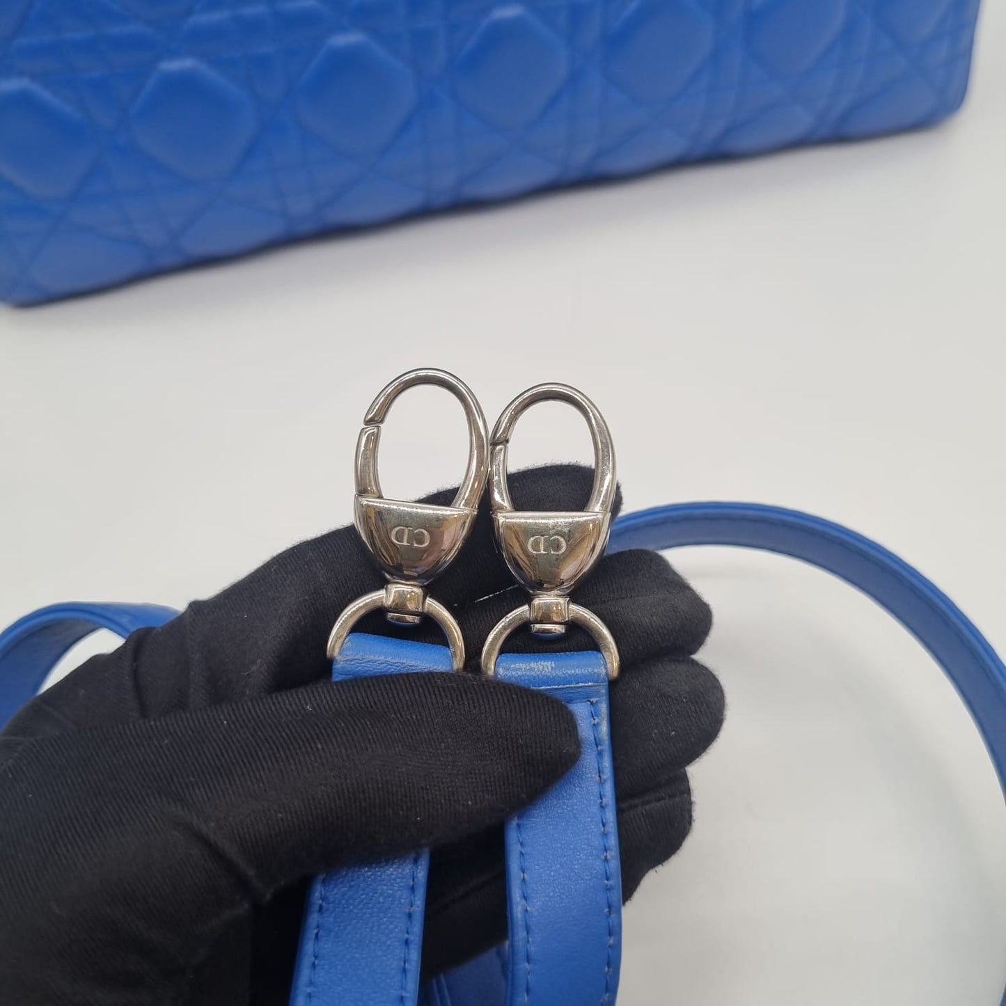 Dior Lady Dior Large Blue SHW 2013 Size 33x11x25
