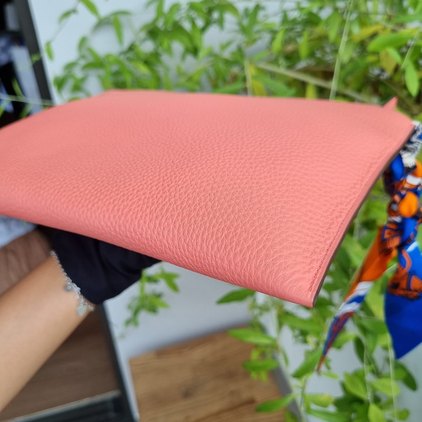 Hermes Bazaar Clutch Bag Logo Pink #T 2015 And Twilly Tie Silk Size