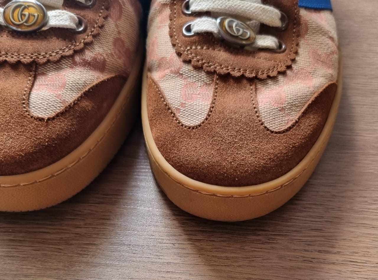 Gucci GG Web Sneakers Suede Brown Multi Size 9/28,5 cm