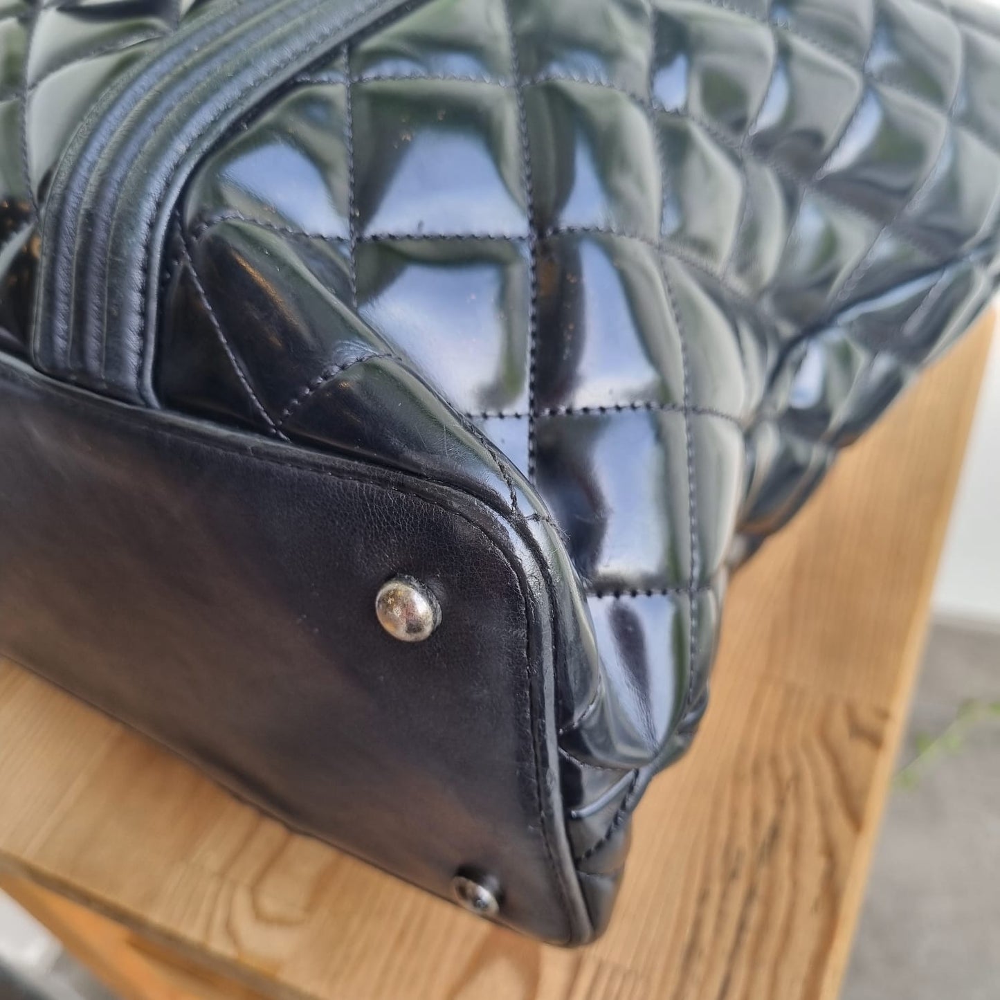 Chanel Boy Shopping Tote Patent Black #16 Size 33x12x25