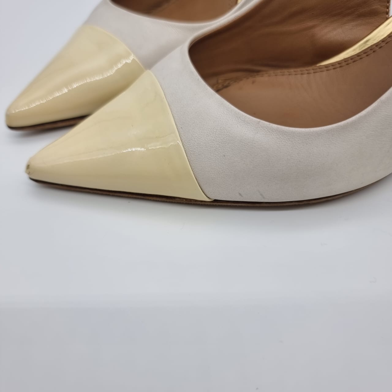 Tory Burch Kitten Heels Slingback White Cream Size 9/26 Dari Ujung