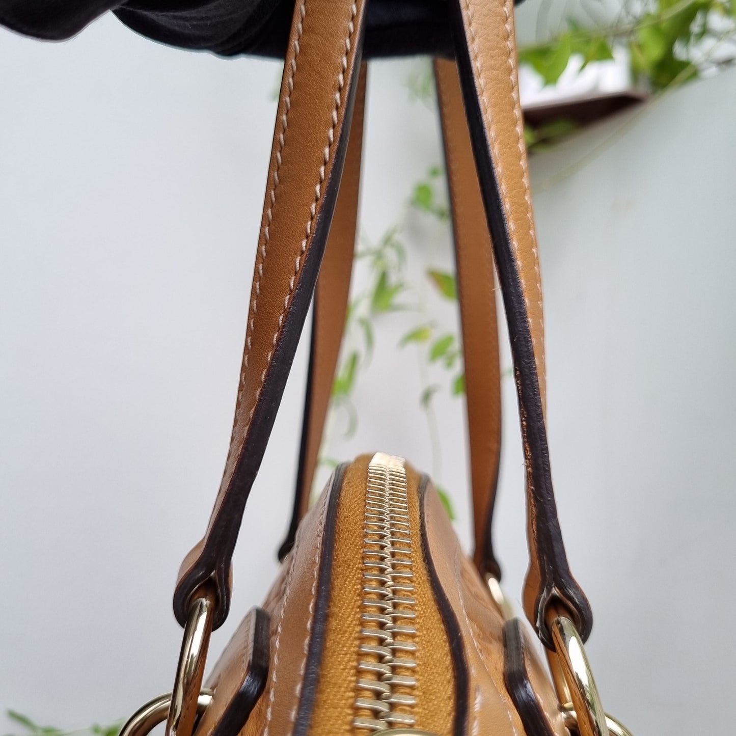 Gucci Guccissima GG Charm Convertible Dome Satchel Tan Size 38x19x34