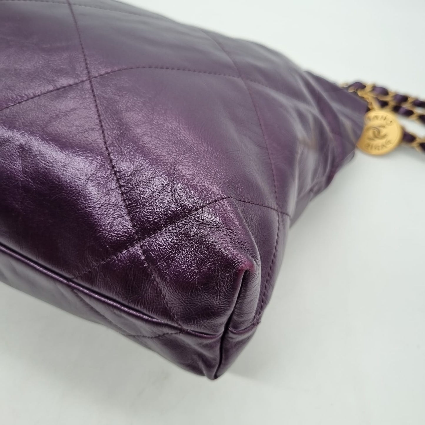 Chanel C22 Small Dark Purple GHW CHIP Size 29x7x32
