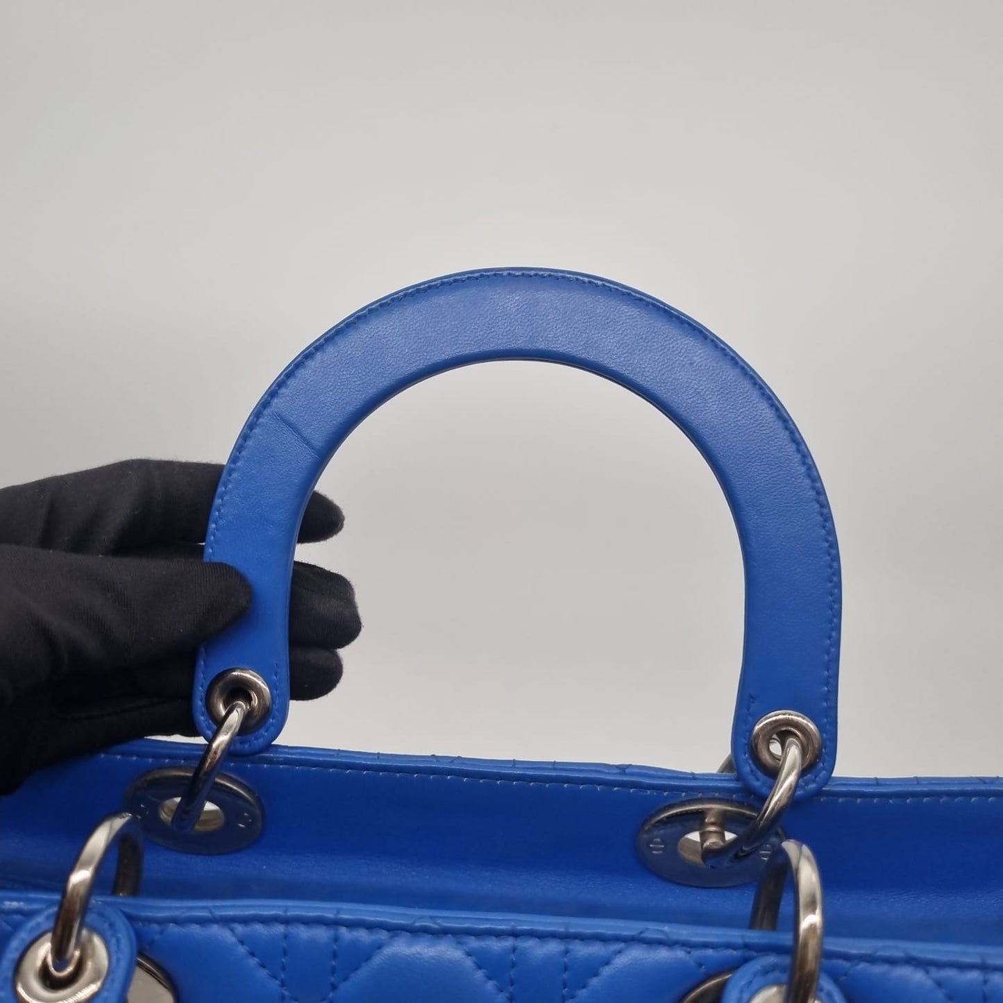 Dior Lady Dior Large Blue SHW 2013 Size 33x11x25